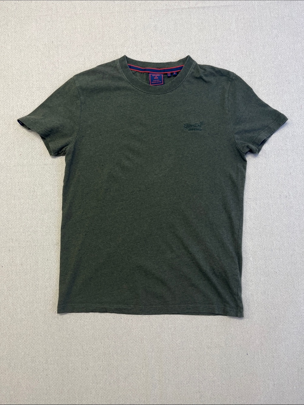 Superdry Men’s Green Organic Cotton Logo Crewneck T-Shirt Size Medium